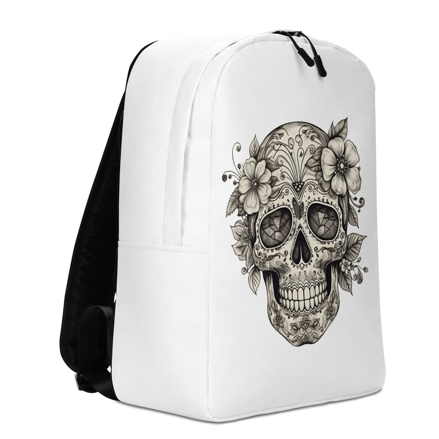 FloralSkull: Elegancia en Blanco y Negro